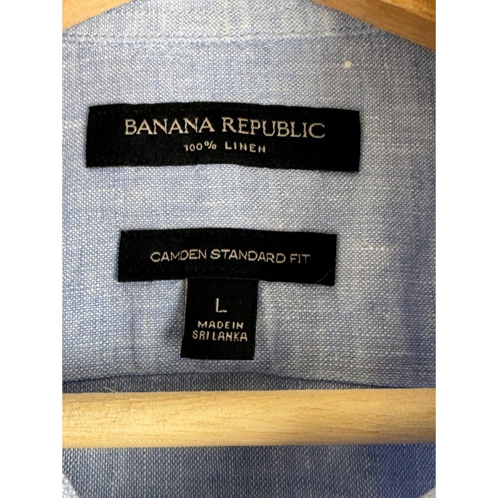 Banana Republic Camden Linen Shirt Chambray Blue Large Men’s - Picture 10 of 13
